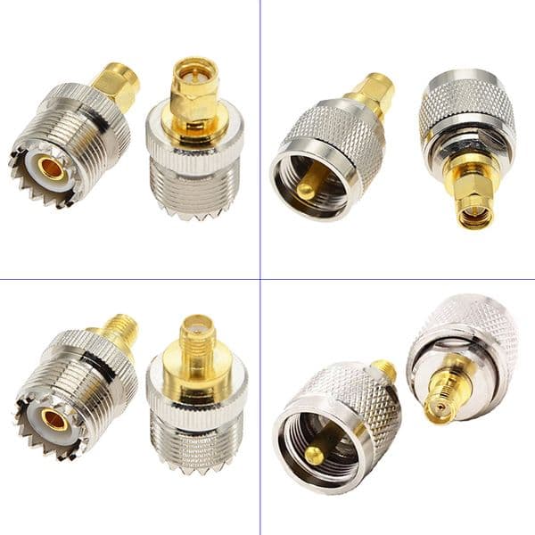 High-Quality RF Connector Set: SMA-to-UHF Transition for Both Males and Females (Copper/Brass)