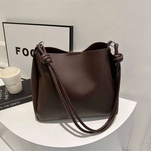 Commuting Korean Version Large Capacity Fashionable Leather Shoulder Bag For Women, Solid Color Tote Bags Xiu Lai Si