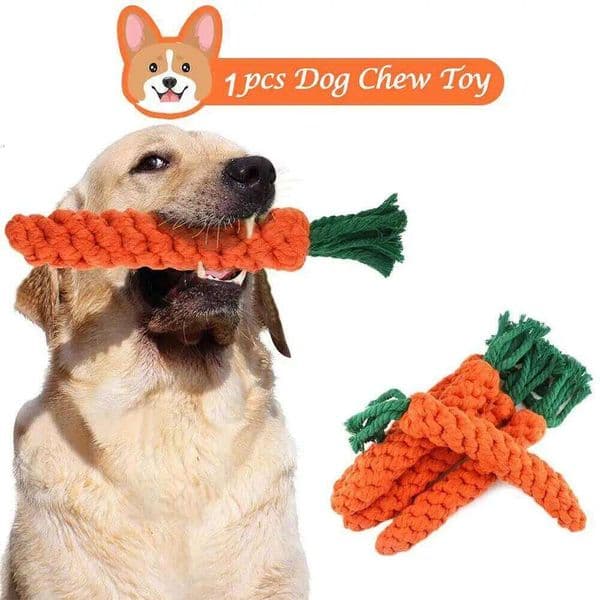 Carrot Dog Chew Dental for Teeth Safe & Durable Braided Cotton Rope Puppy Teething Cleaning Toy 26H0203