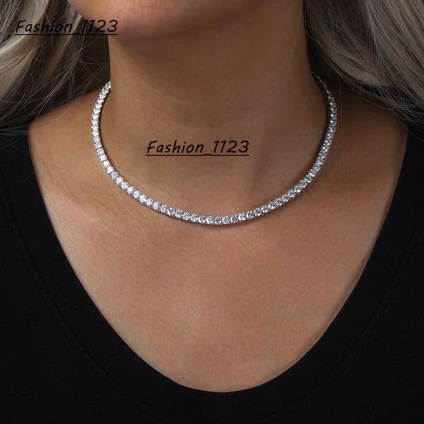 Fresh 2-4mm Green VVS Round Cut Moissanite Prong S925 Necklace Fashionable Iced Out Fine 925 Silver Jewelry