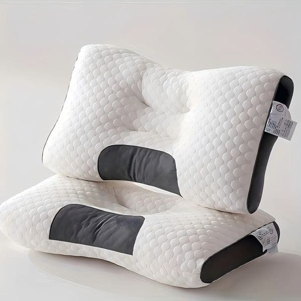 Pillow SPA Honeycomb Massage Cervical Pillow 3D Two Tone Knitted Cotton Antibacterial Washable Non Collapsible Bed Pillow for Home Neck Pain Relief Adults