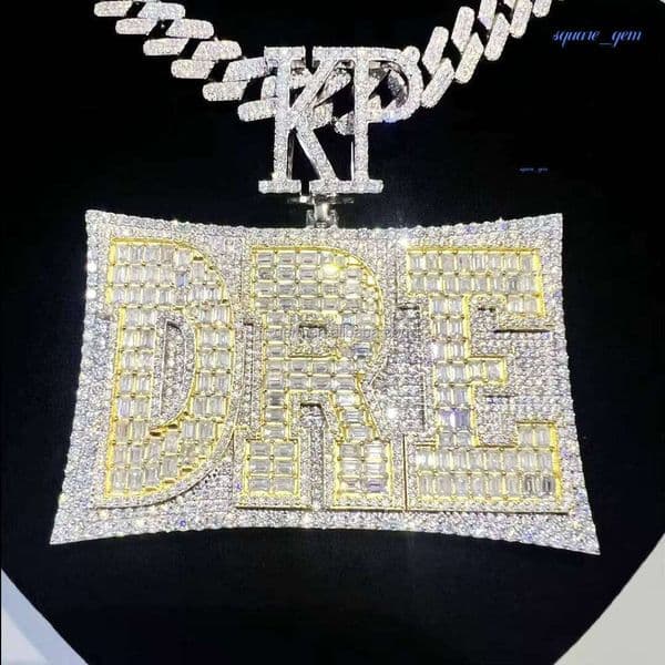 High Quality Hip Hop Jewelry Custom Name 925 Sterling Silver GRA VVS Moissanite Diamond Pendant For Men Women