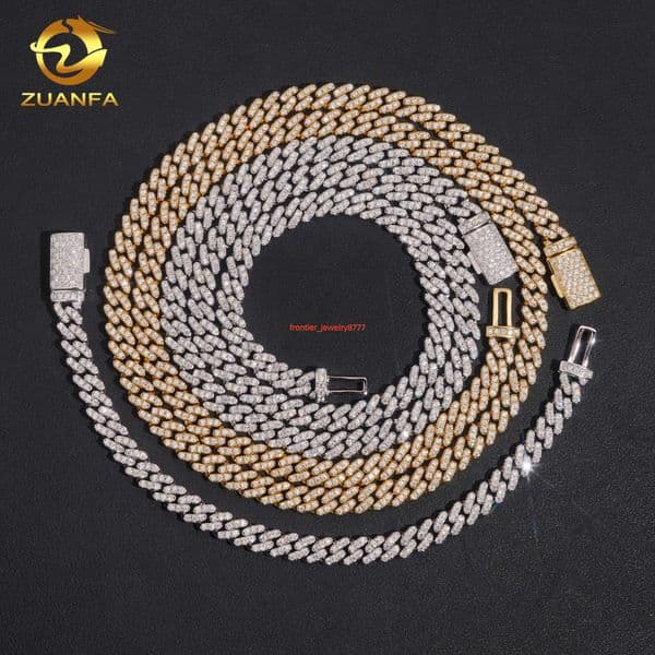 New Brass Hip Hop Jewelry Moissanite Cuban Link Chain Iced Out Miami Cuban Necklace Pass Diamond Tester