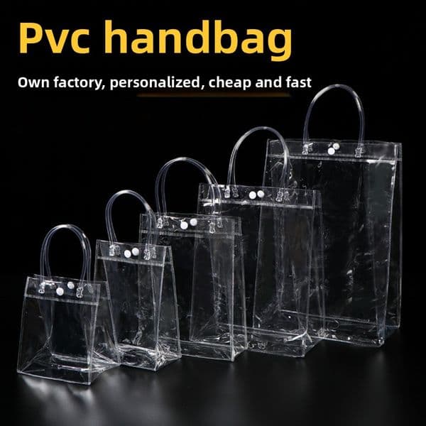 PVC Transparent Tote Custom Printed LOGO High-end Wedding Candy Gift Handheld Bag Customization