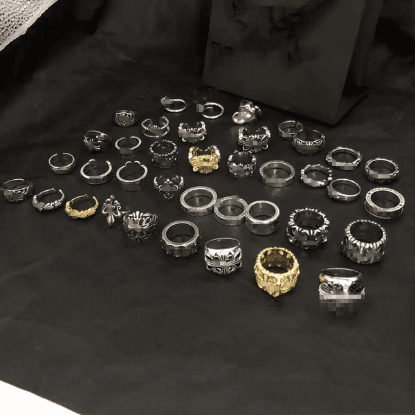 Designer Chromes Rings S925 Thai Silver Cross ring Trend Personality Hip Hop Punk Lovers Ring Gift Retro Vintage Jewelry Rock Skull Ring For Men Women 20style