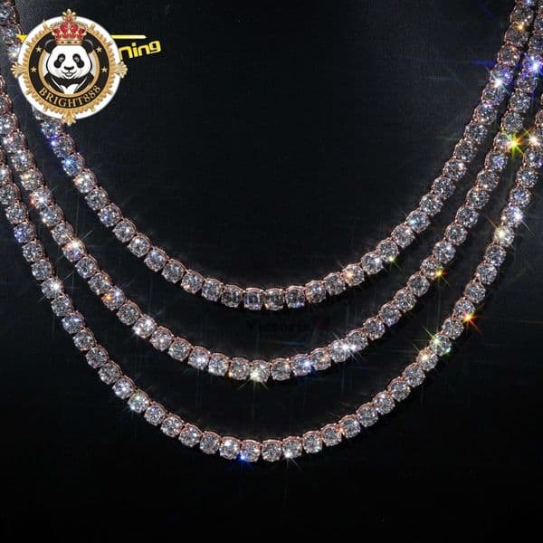 Custom Iced Out Diamond Hip Hop Jewelry Tennis Chain 5MM 10K Real Soild Gold Lab Grown Diamond Tennis Necklace