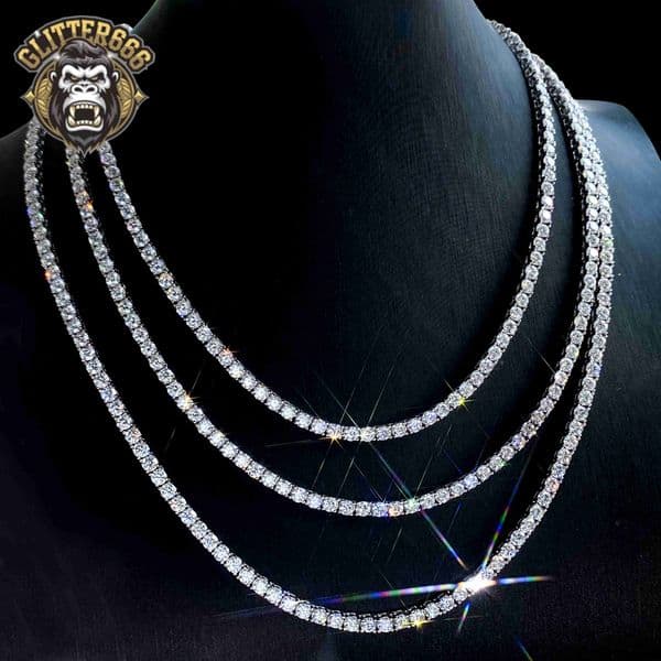 2026 New Hip Hop Style 5mm 925 Silver Fine Jewelry Necklace for Women GRA Certified Moissanite Tennis Chain Ice Chains