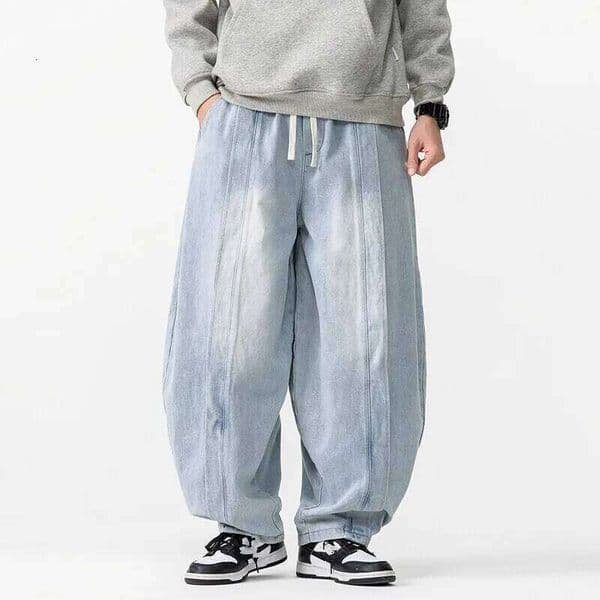 Spring Autumn Men's Vintage Jeans Loose Harem Wide Leg Hip Hop Straight Pants Men Casual Streetwear Denim Trouser