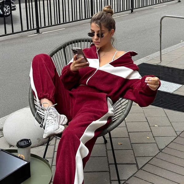 2026 Fashionable European American Casual Sports Suit Zipper Cardigan and Long Pants Two-Piece Set for Women