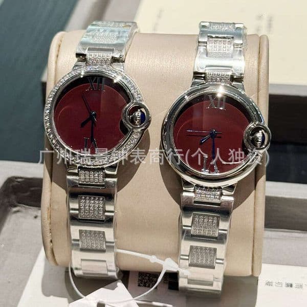 C artier watch Ca rtier Watch C brand Watch With logo Classic Blue Balloon Women's Light Luxury Diamond-Studded Starry Sky Stainless Steel Quartz Watch for Women
