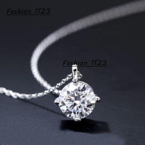 Women Jewelry 925 Sterling Silver with Gold Plated Moissanite Pendant Necklace Moissanite Diamond Necklace