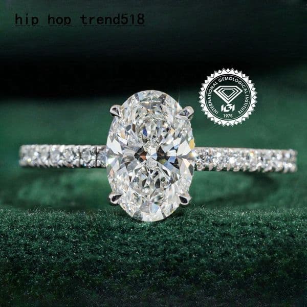 Newly Designed 14K Gold Excellent D VS1 1ct Oval Cut Lab Grown Diamond Engagement Ring Fashion Jewelry Anniversary Prong Setting
