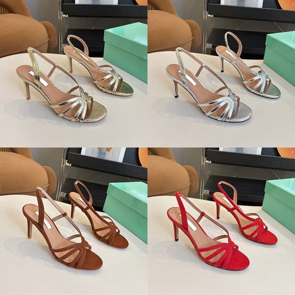 New Talk To Me Sandals Women Designer Heels Leather Sandale Slipper Slides Summer Party High Heel Slip On Casual Slingback Shoes 1045