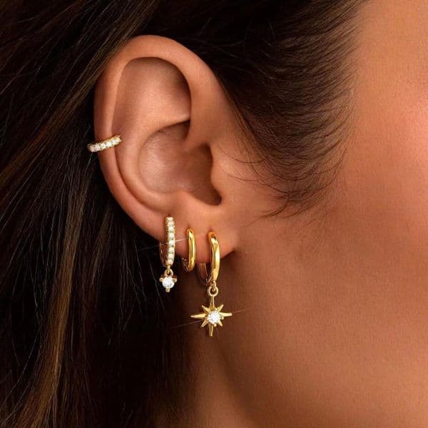 Real Gold Plated Personalized Creative Design Zircon Inlaid Tassel Earrings for Women