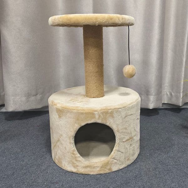 Classic 2-Tier Cat Tree, Multi-Functional Cat Scratching Post, All-in-One Cat Furniture with Sisal Post & Hanging Toy