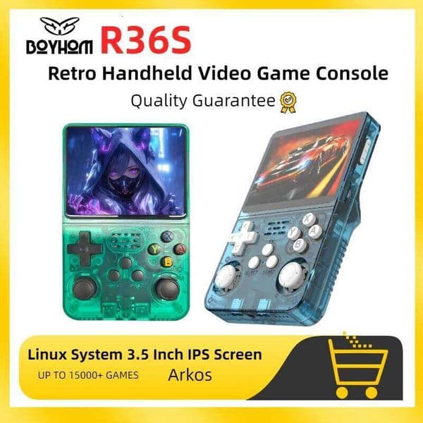 R36S Retro Video Handheld Game Console with Linux System 3.5 in IPS Screen 3000mAh Battery 64G TF Card Pre-installed Games multi H260206