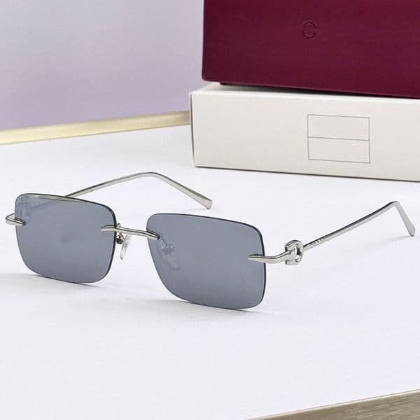 Designer rimless sunglasses for women silver metal light grey Lenses glasses trendy street shooting Shades Y2K Daily Outfit G Luxury Brand reading Glasses GG 1703