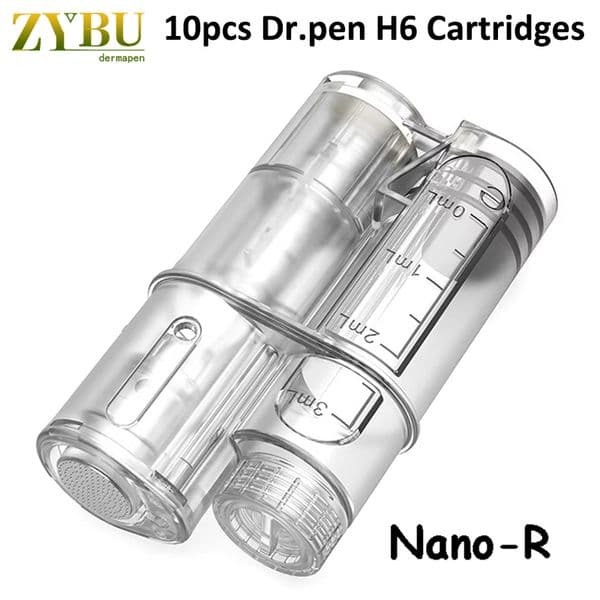 10Pcs Microneedle Derma Consumables Dr Pen H6 Needles Nano Round Cartridge Hydra 3ml Adjustable Liquid Output Serum Applicator Accessories 18 36 42 Pin HR HS