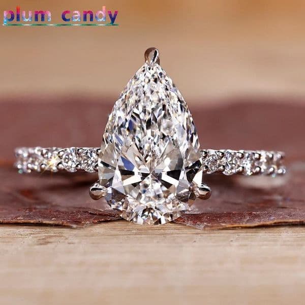 Gia Igi Certified CVD HPHT Lab Grown Diamond 14K/18K Solid Gold Pear Cut Engagement Ring for Women
