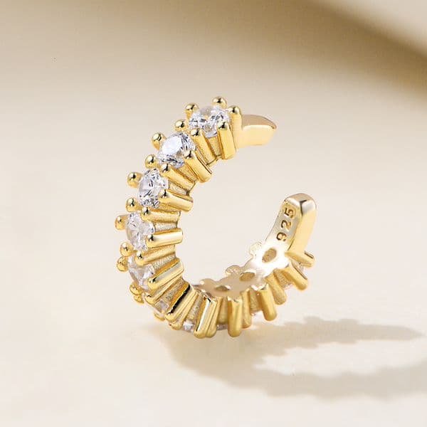s925 sterling silver C-shaped zircon ear cuffs, non-pierced, ins style, light luxury, simple and versatile, high-end earrings for women