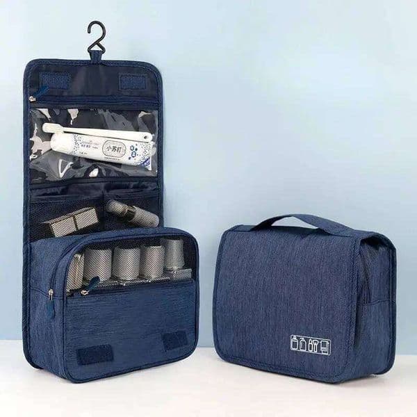 1pc Foldable Toiletry Organizer Hanging Storage Bathroom Makeup Case Travel Dry And Wet Separation Cosmetic Bag 26H0206