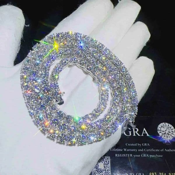 Silver Gold Custom Jewelry Hip Hop Bling VVS1 3MM 4MM 5MM 65MM Ice Out Diamond Moissanite Tennis Chain