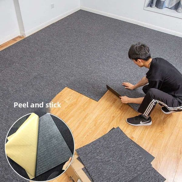 No Glue Self-Adhesive Carpet Bedroom Full Coverage Splicing Commercial Office Floor Square Patchwork Mat Large Area B5
