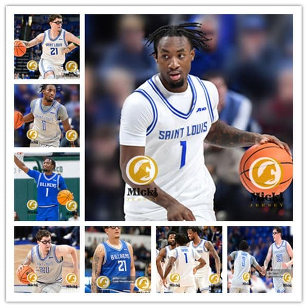 Isaiah Swope 21 Robbie Avila SaintLouis Billikens Basketball Jersey 0 Kellen Thames 2 Larry Hughes Jr. 4 Amari McCottry 5 Jaden Schertz SLU Jerseys Custom Stitched
