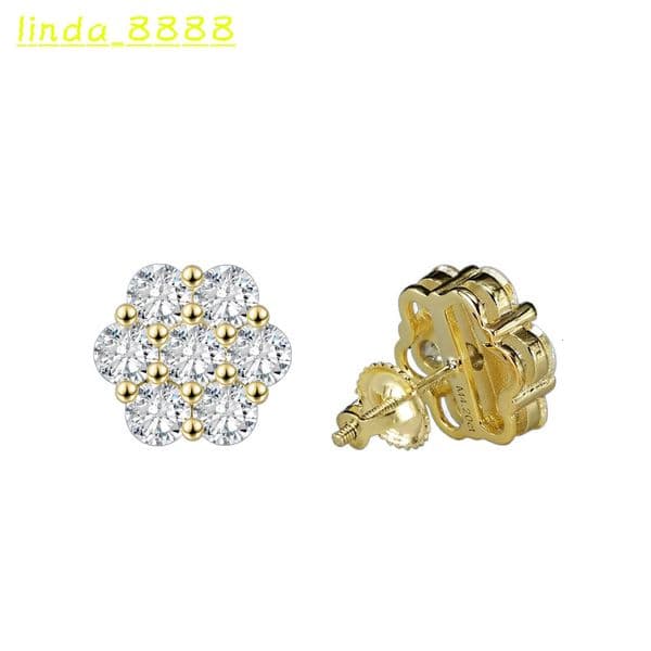 Wholesale 925 Sterling Silver VVS Diamond Luxury Fine Jewelry Multi-Size Cluster Moissanite Flower Stud Earrings for Men Women