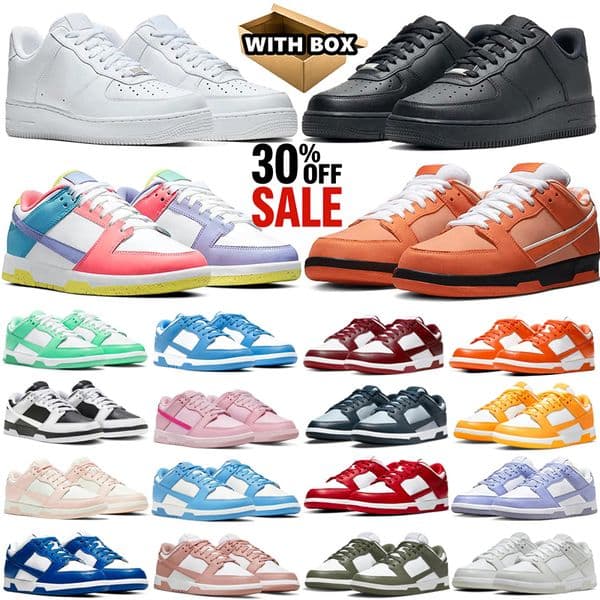 with box Designer One af1s Casual Shoes Sneakers Men Women Classic 1 Triple White Black Mens Womens trainers Outdoors Sports Runners 1s Purple lobster chaussure