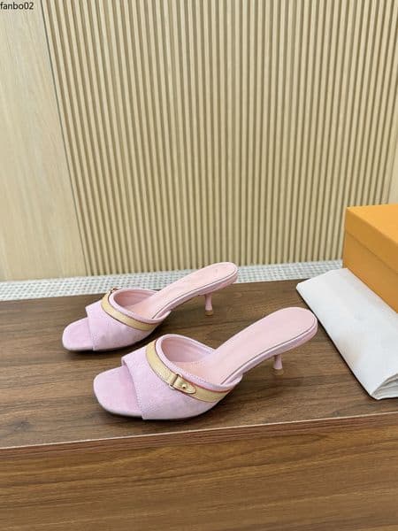 Denim slippers Bowtie jacquard slides Mule sandals on stiletto heeled open toe shoes women's luxury designer leather evening shoe factory footwear hyt2003