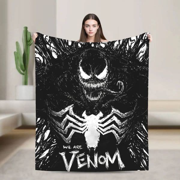 Marvel Venom Cartoon Blanket Travel Office Flannel Throw Blanket For Couch Chair Sofa Bed Soft Design Quality Bedspread Gift Luxury Marvel Blanket