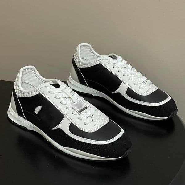 Women Platform Heels Sneakers Designer Cowhide Lace Up Dress Shoes Classic Black White Outdoor Leisure Shoes Luxury Quilted Texture Casual Shoes Sport Trainer Shoe