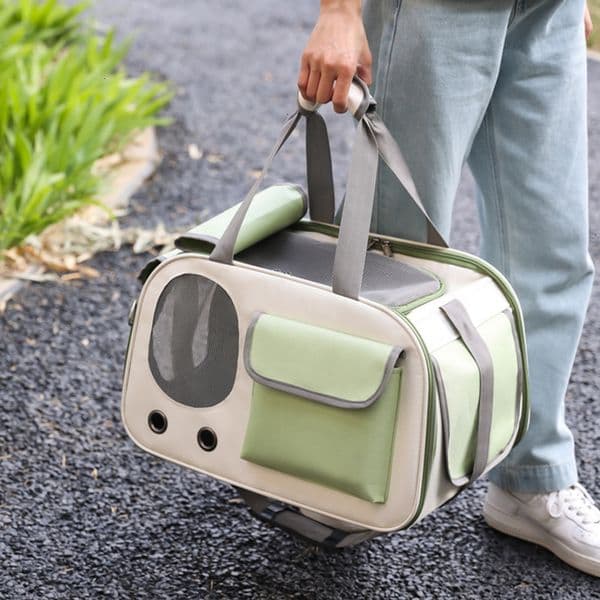 Large Breathable Mesh Window Pet Travel Harness Foldable Iron Backpack for Small to Medium Dogs Comfortable Cat Carrier Bag