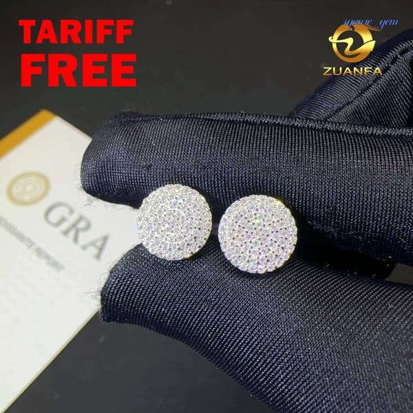 Drop Shipping Iced Out Hip Hop Sterling 925 Silver White Gold Plated Screw Back Moissanite Diamond Stud Earrings Men
