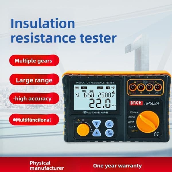 High-voltage display insulation meter tm508a high-precision digital megohmmeter high-resistance measuring instrument 2500V resistance tester