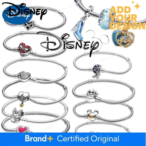 custom Suitable for Disney New Mickey Mouse Button Instant Snake Chain Bracelet Accessories Lady Jewelry Gifts W20250725