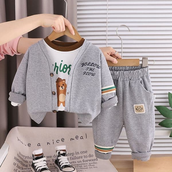 Kids Clothing Spring Autumn Baby Boy Clothes 1-5T Fashion Casual Long Sleeve Cardigan Coats + T-shirts + Pants 3 Piece Set Childrens Suit Toddler Boys Outfits