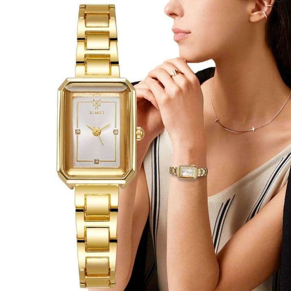 Ladies Simple Watch Fashion Rectangle Gold Quartz Watches Luxury Stainless Steel Waterproof Women's Dress Clock Gift Wristwatch C260206