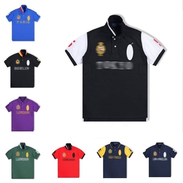 Mens Polos shirt designer Mens t shirts Tees Luxury lapel Tees Embroidery Womens Letter Pure Cotton T-shirts Printing Black White Summer Casual Shorts sleeve