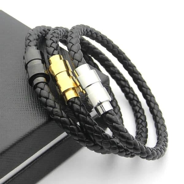 Bracelet luxury stainless steel braided leather rope bracelets for Men and Women classic designer bangles - high quality fashion jewelry