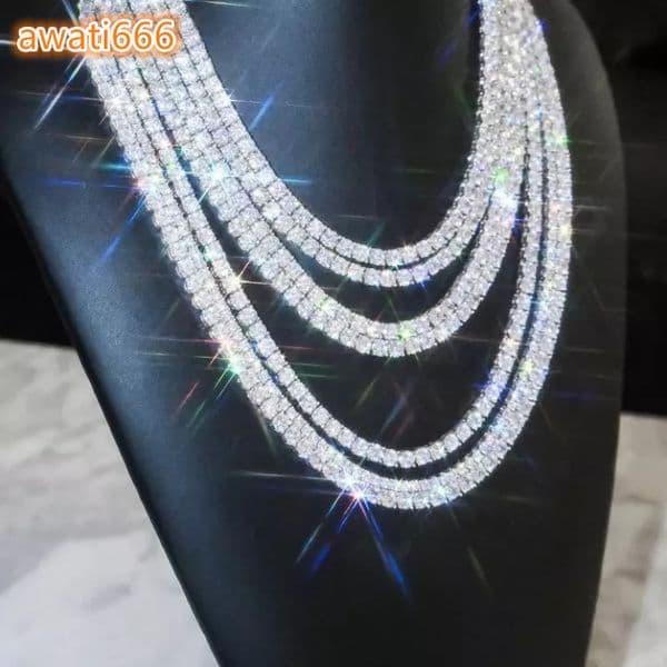 Wholesale Price in Stock 925 Sterling Silver Tennis Chain 2mm--5mm VVS Moissanite Necklace for Fine Jewelry