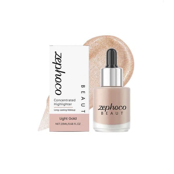 Zephoco Light gold Concentrated Highlighter Liquid, Delicate Effect, Colorful and Easy to Apply, Daily Face Makeup
