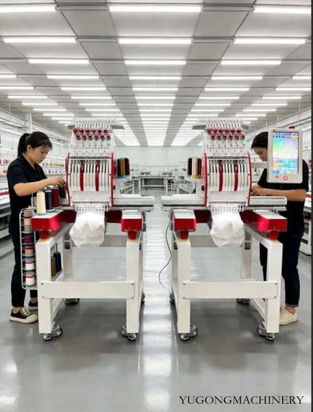 Automatic 2 Heads Embroidery Machine for Textile Factories 12 Needles High Resolution Touch Screen for Easy Production Management