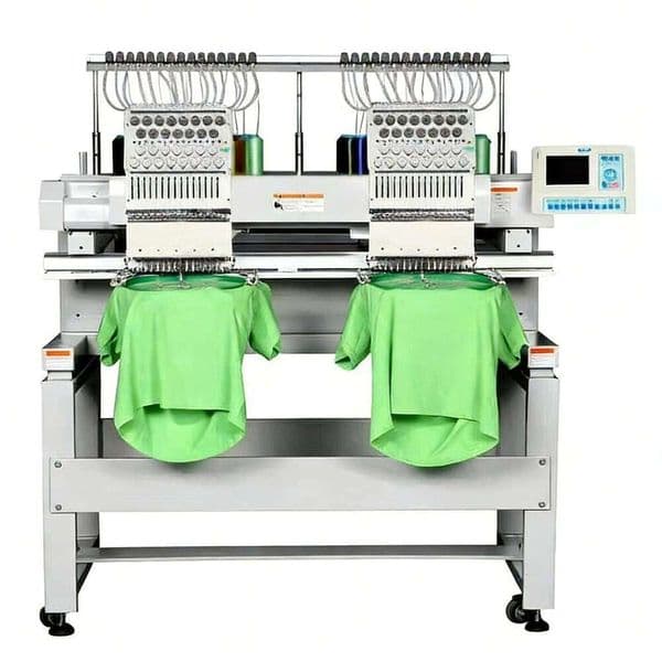 Two Head Industrial Embroidery Machine 15 Needles for High Volume Cap and T-Shirt Production High Speed Computerized Stitching Solution