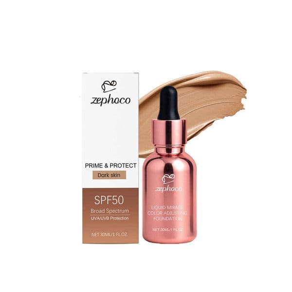 zephoco Dark Skin Tone Protective Color-Changing Lightweight Moisturizing Natural Fit Clear Concealer Foundation