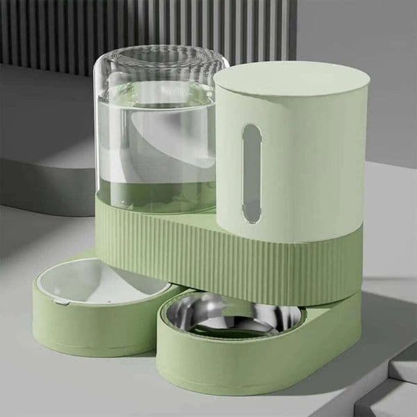 B Cat Automatic Pet Feeder Water Dispenser Set for Cats Dogs 2-in-1 Food Bowl with Stainless Steel Insert 1pcs 26H0209