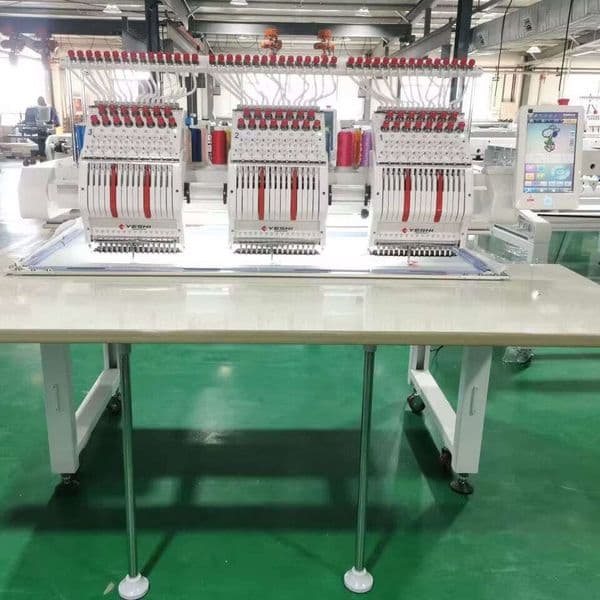 3 Heads Computerized Embroidery Machine for Flat Bed and Tubular Work 1200RPM High Efficiency Multi Head Stitching for Garment Shops