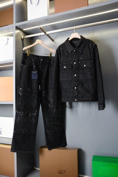 designer jacket with men's jacquard letters Paris denim lapel Damier men's trench coat purple jean MONOGRAM DESTROY denim truck jacket 7904 8d