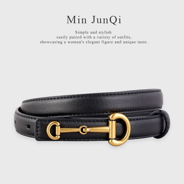 Women Slim Leather Belt 2cm New Genuine Skinny Waistband Horse Buckle Simple Casual Stylish Insta Fashion Pants Belt Ready Stock